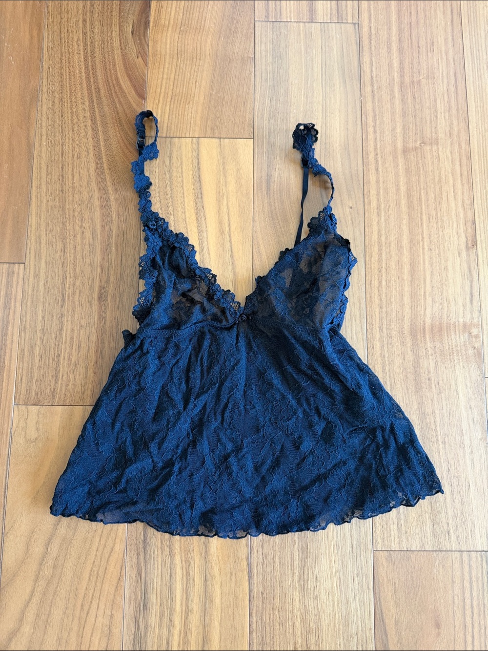 SKIMS Navy Lace Trim Silk-Blend Camisole